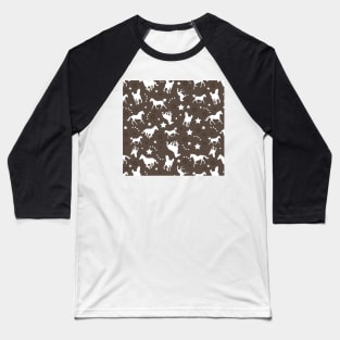 Chocolate Brown Equestrian Horse Pattern Western Stars Cowgirl Equine Patterns Baseball T-Shirt